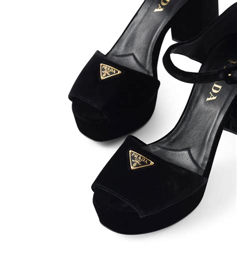 pantofole prada velvet|Velvet platform sandals in black .